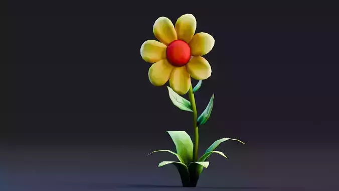 Low poly - Stylized Game Items - Flower Low-poly 3D model