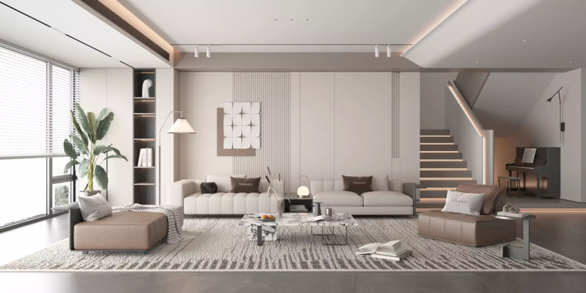 Modern living room-3 Free 3D model_0