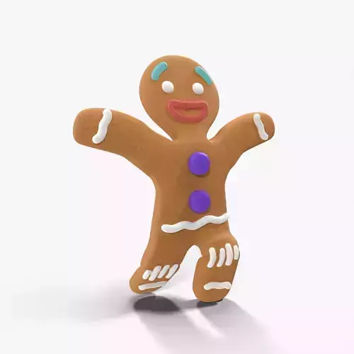 Gingerbread Man Rigged Low-poly 3D model