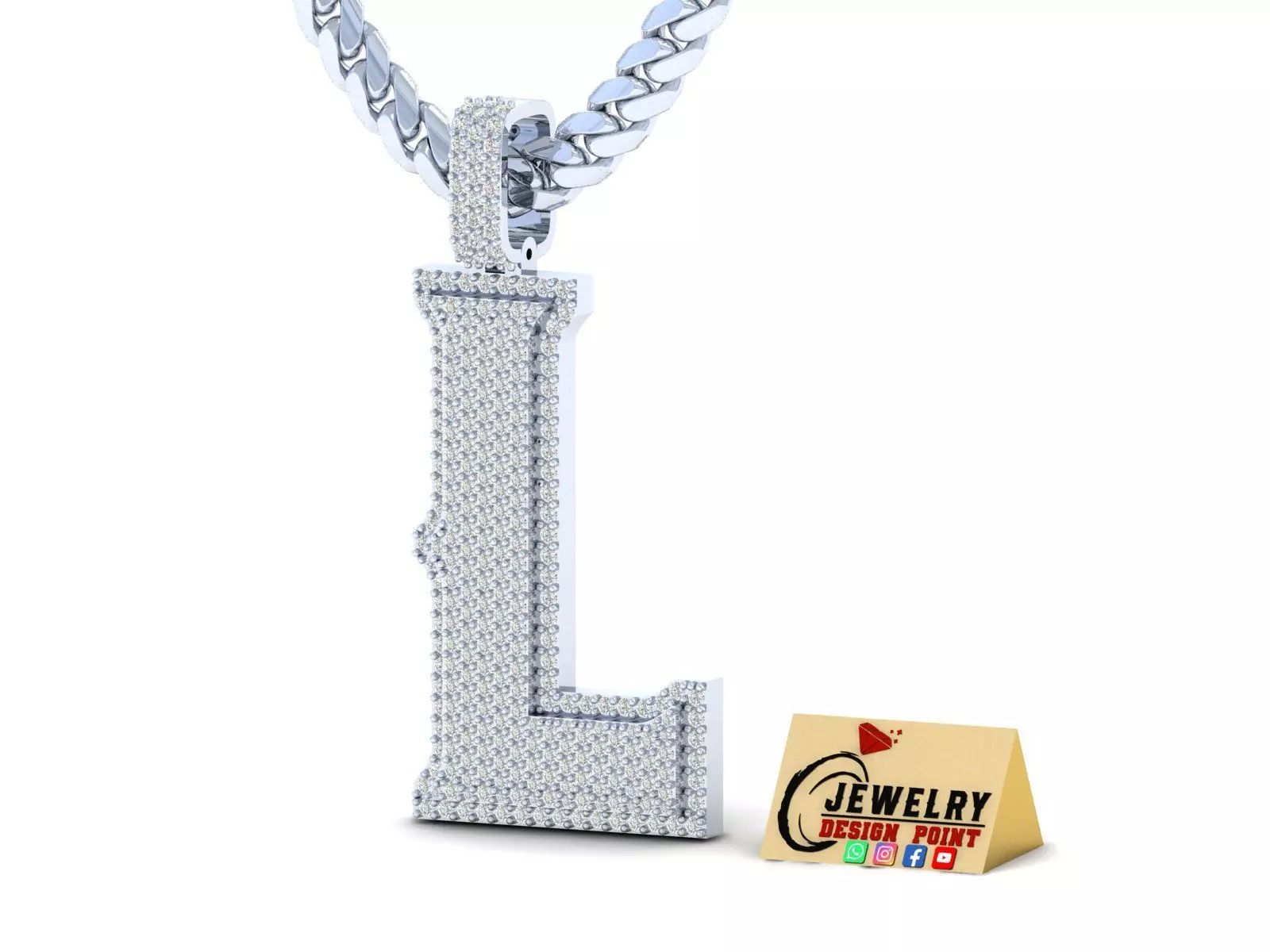 Custom Initial L Letter Diamond Pendant A to Z Alphabet Necklace 3D print model