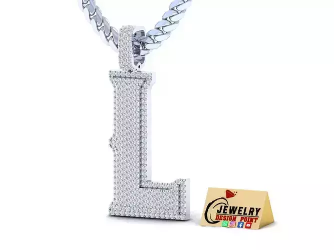 Custom Initial L Letter Diamond Pendant A to Z Alphabet Necklace 3D print model