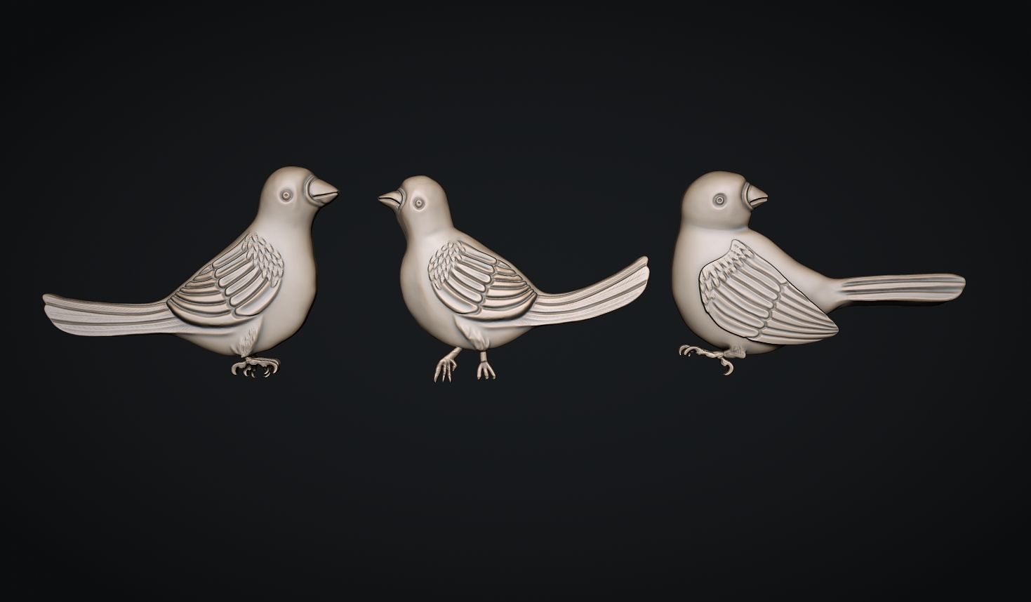 Three birds 3D print model_1