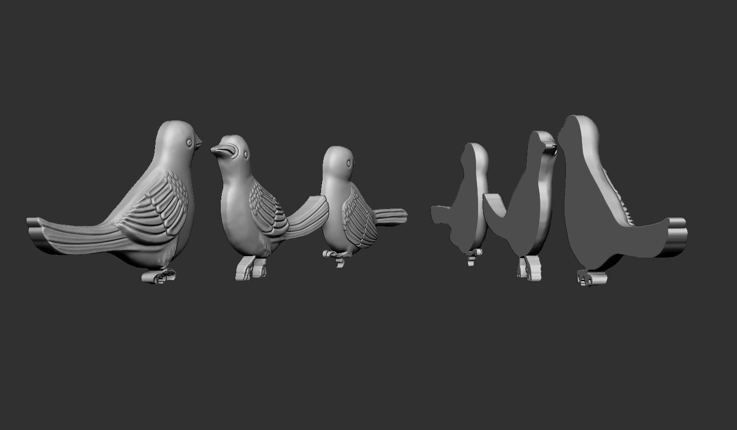 Three birds 3D print model_6