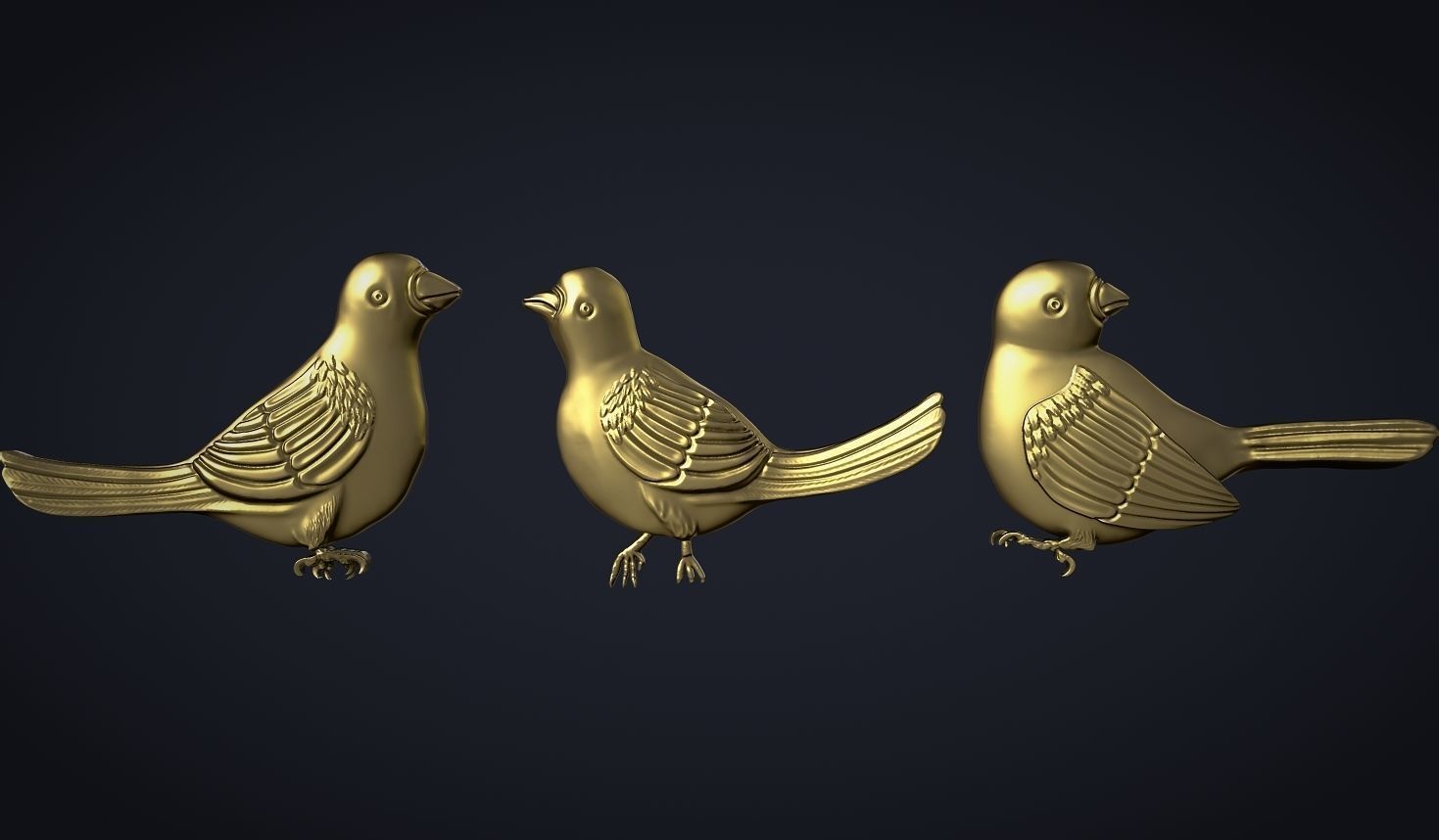 Three birds 3D print model_5