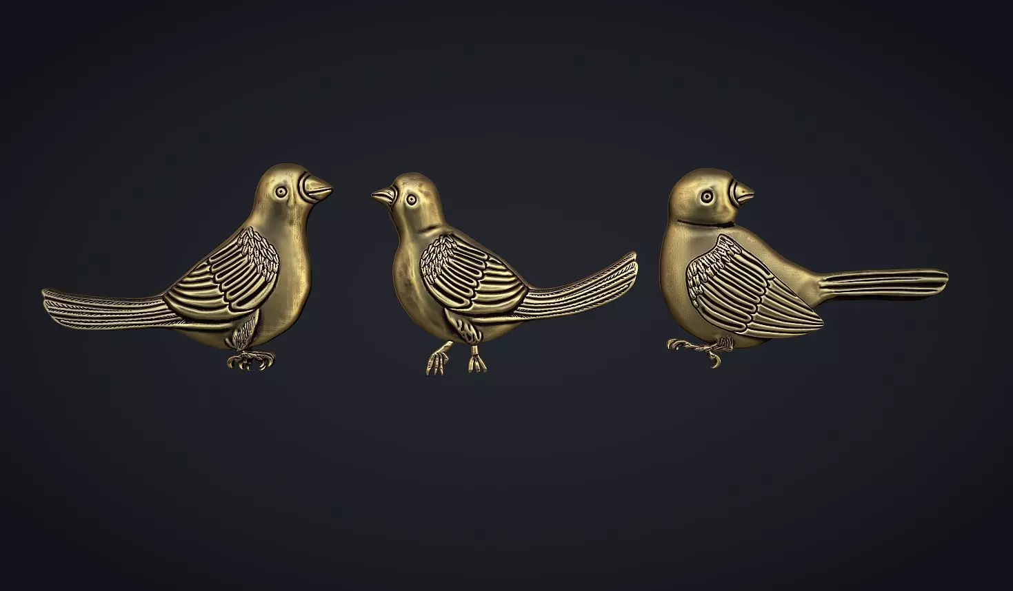 Three birds 3D print model_0