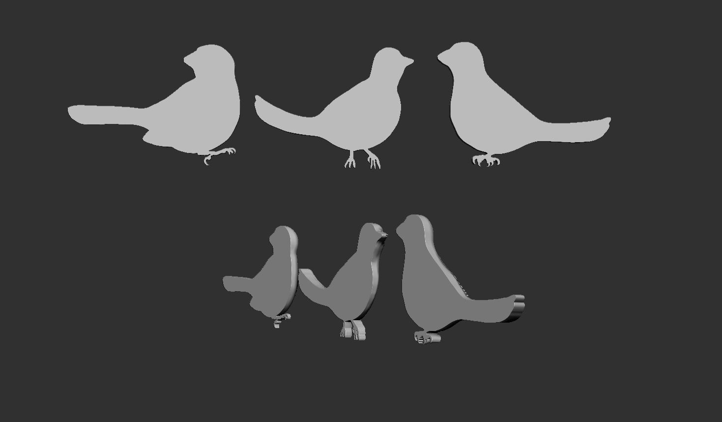 Three birds 3D print model_7