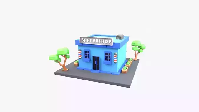Barbershop 3D Illustration