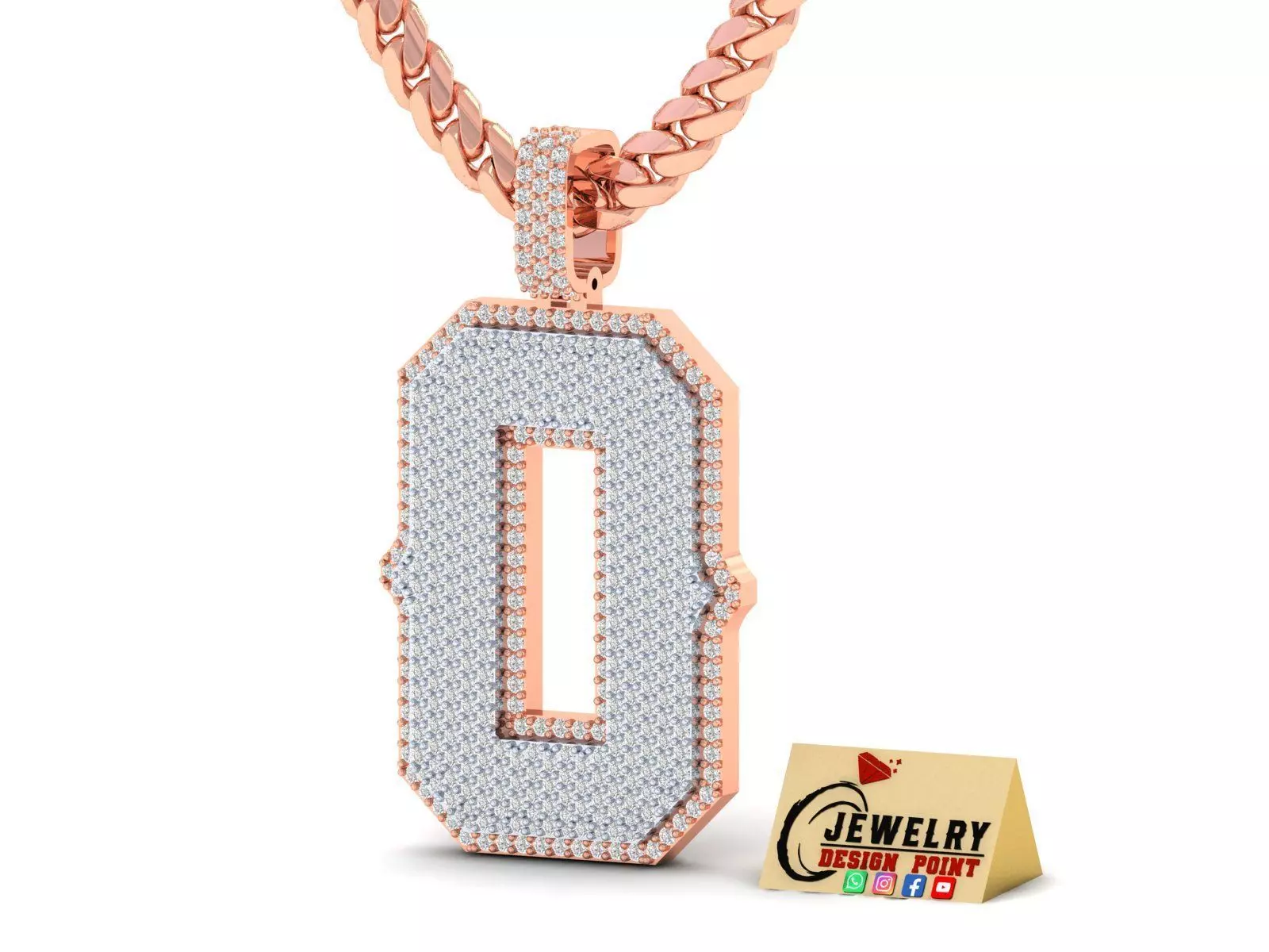 Custom Initial O Letter Diamond Pendant A to Z Alphabet Necklace 3D print model