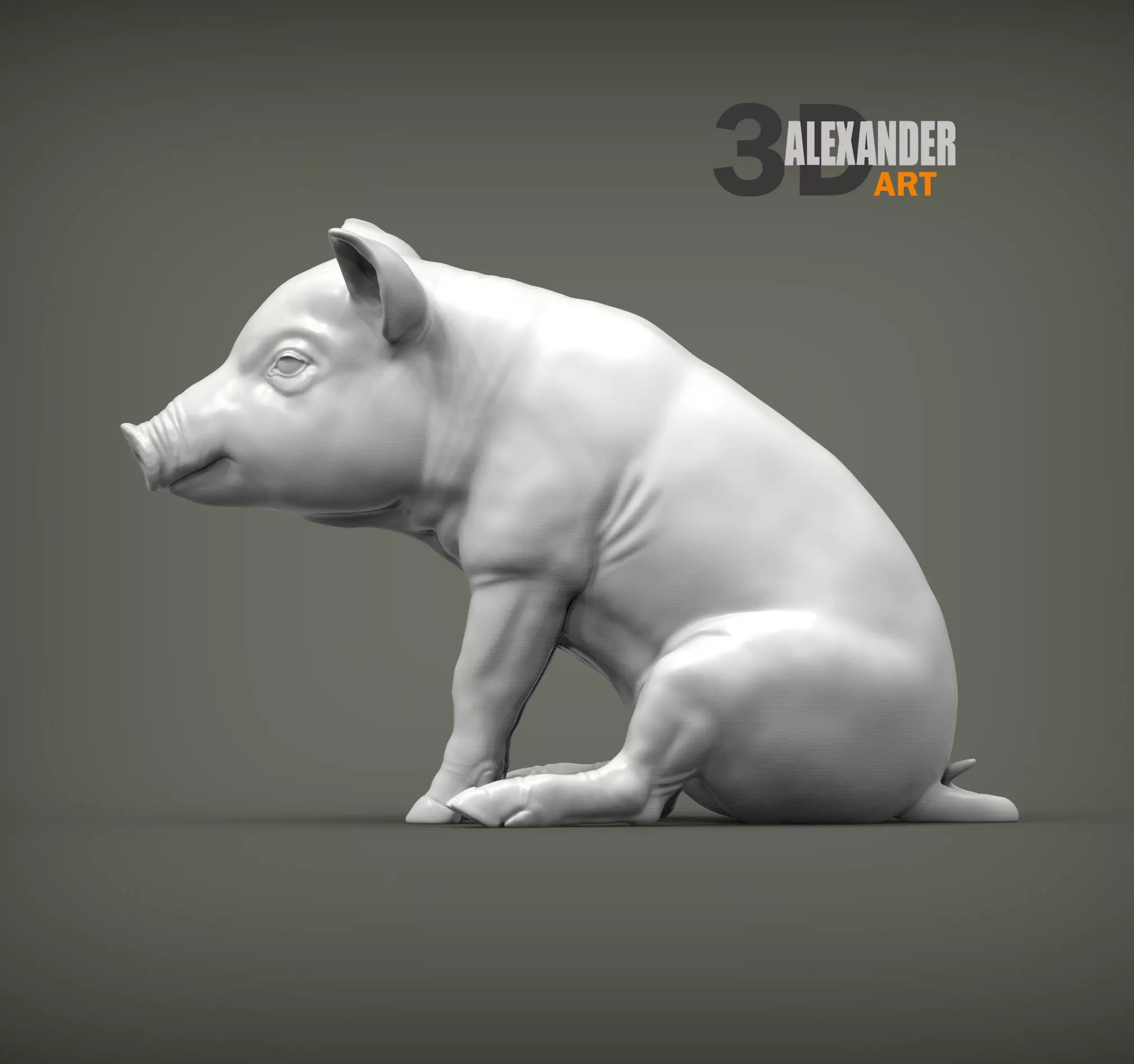 Baby pig sitting 3D print model
