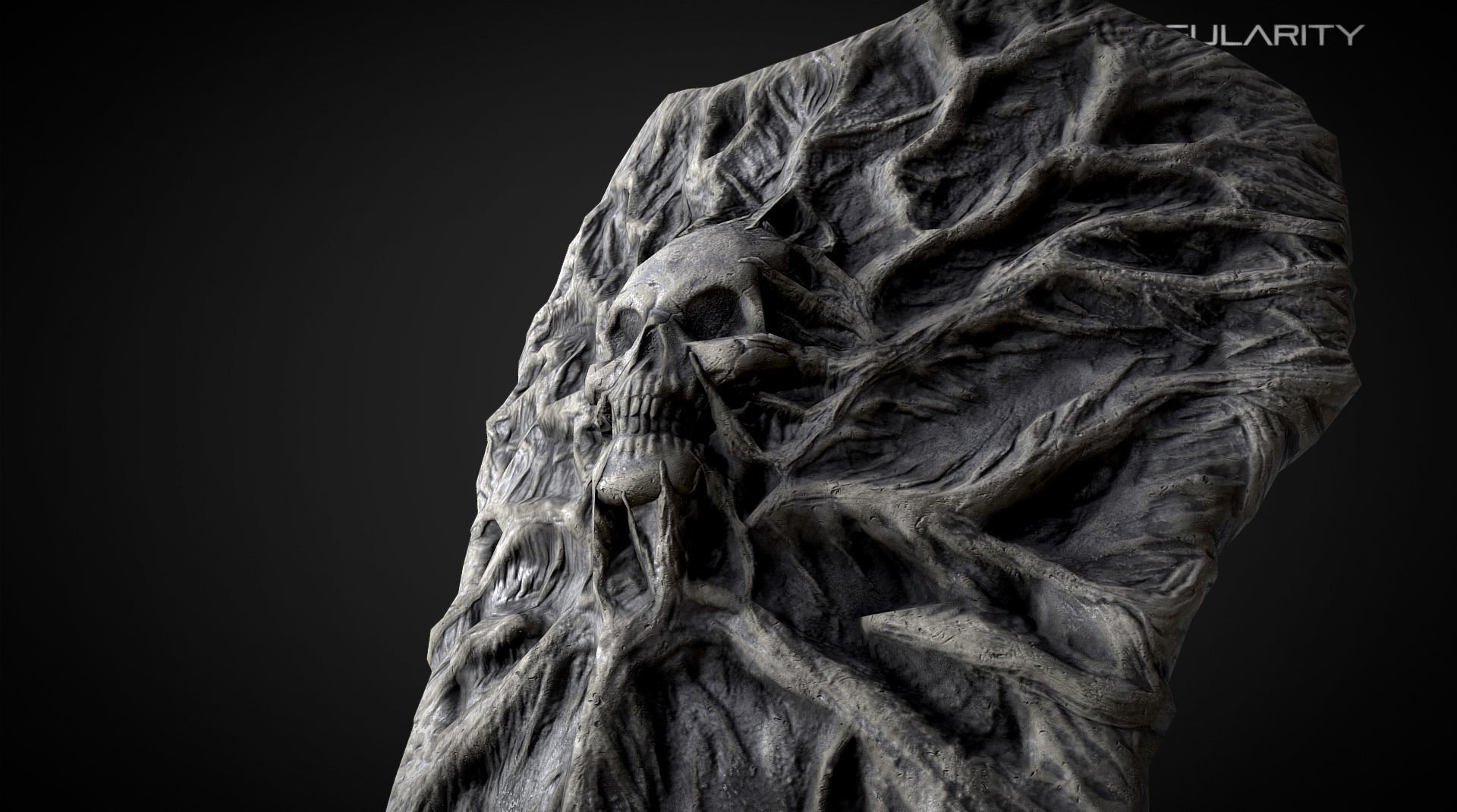 Skull greatshield - Medieval dark fantasy weapon Low-poly 3D model_1