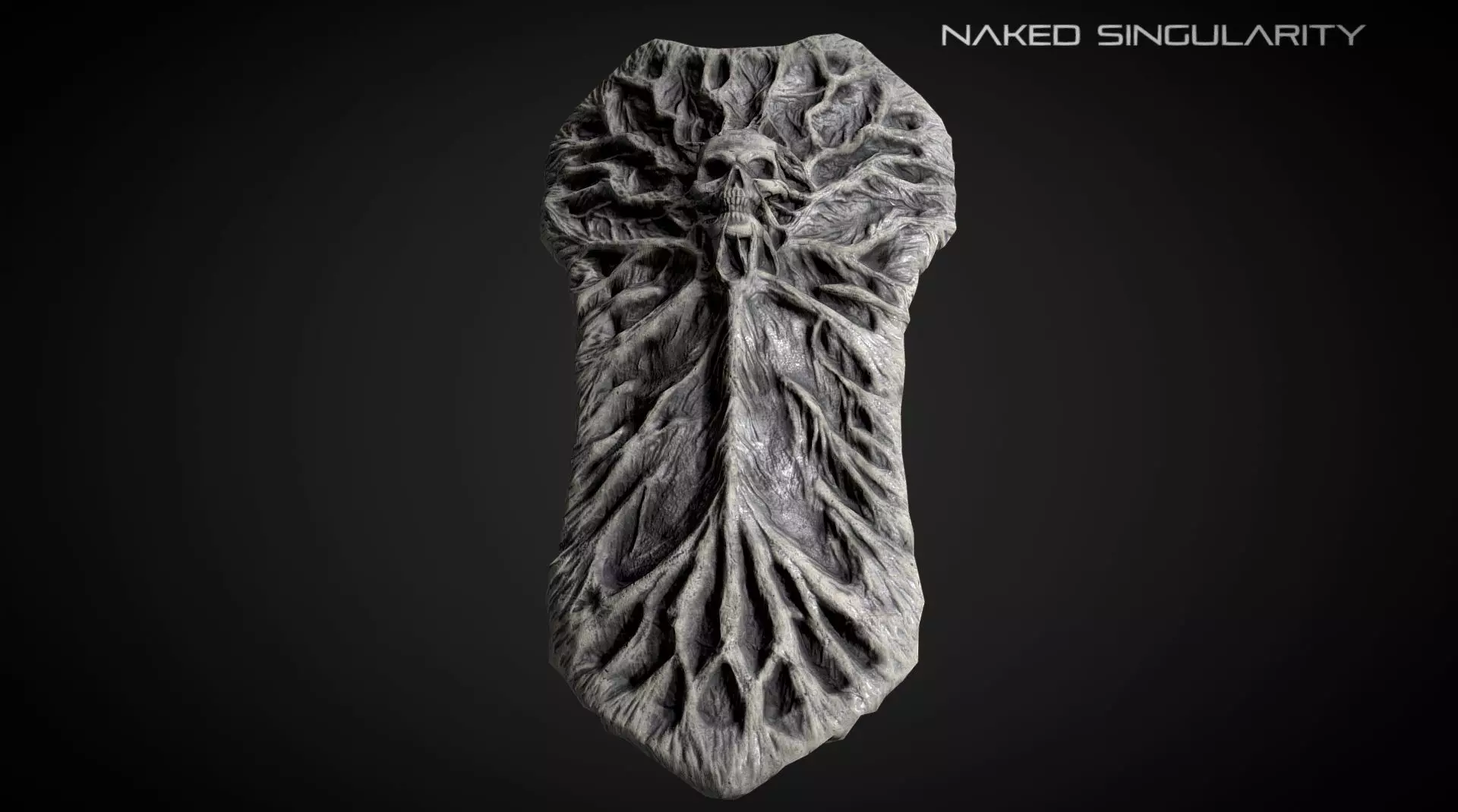 Skull greatshield - Medieval dark fantasy weapon Low-poly 3D model_0