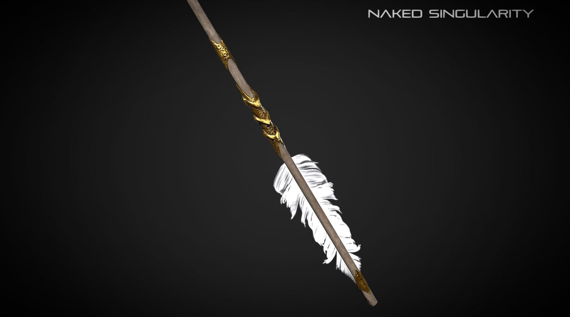 Golden Phoenix Bow Low-poly 3D model_9