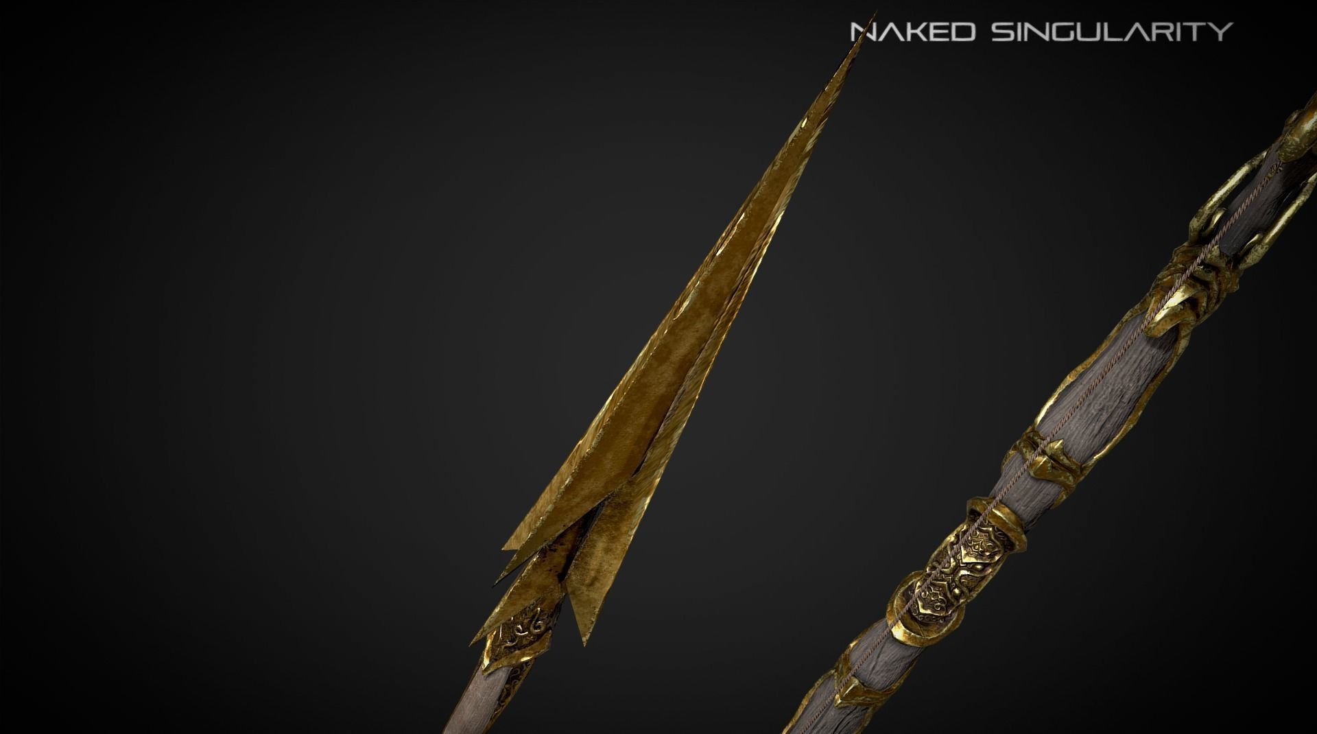 Golden Phoenix Bow Low-poly 3D model_8