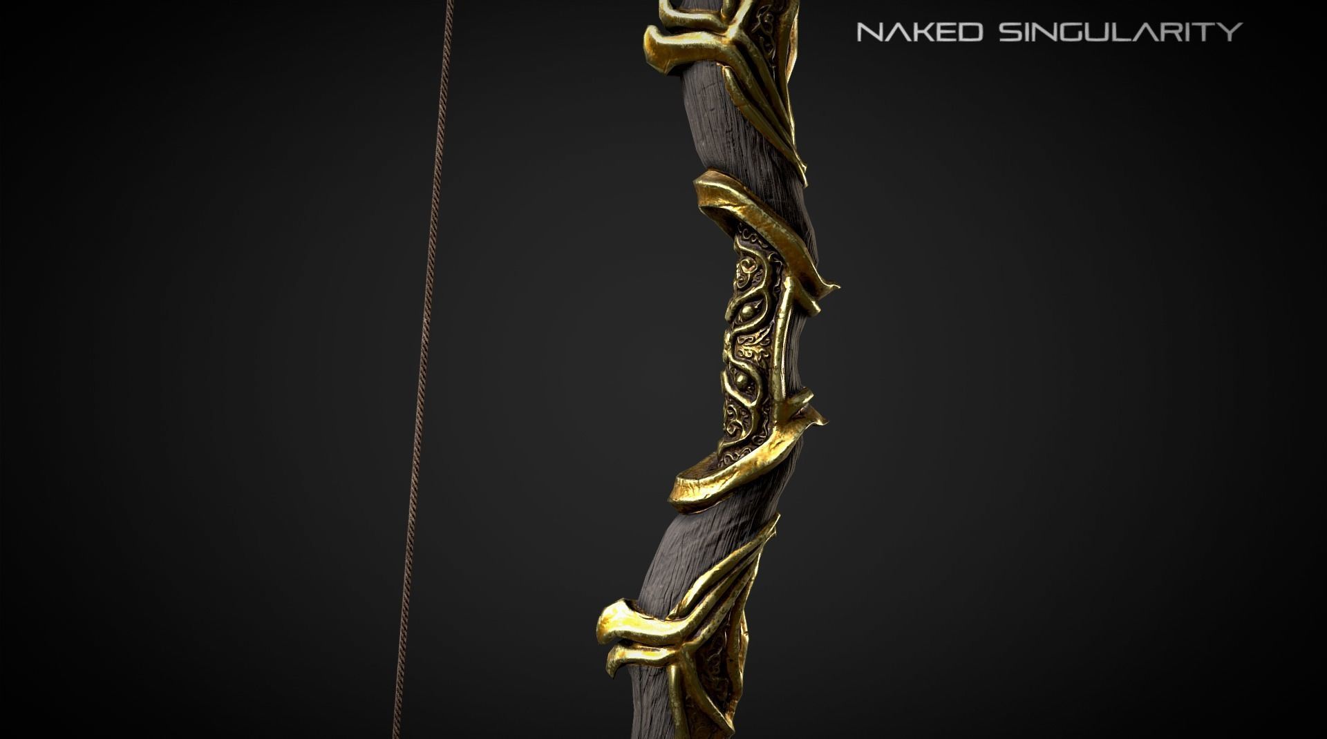 Golden Phoenix Bow Low-poly 3D model_6