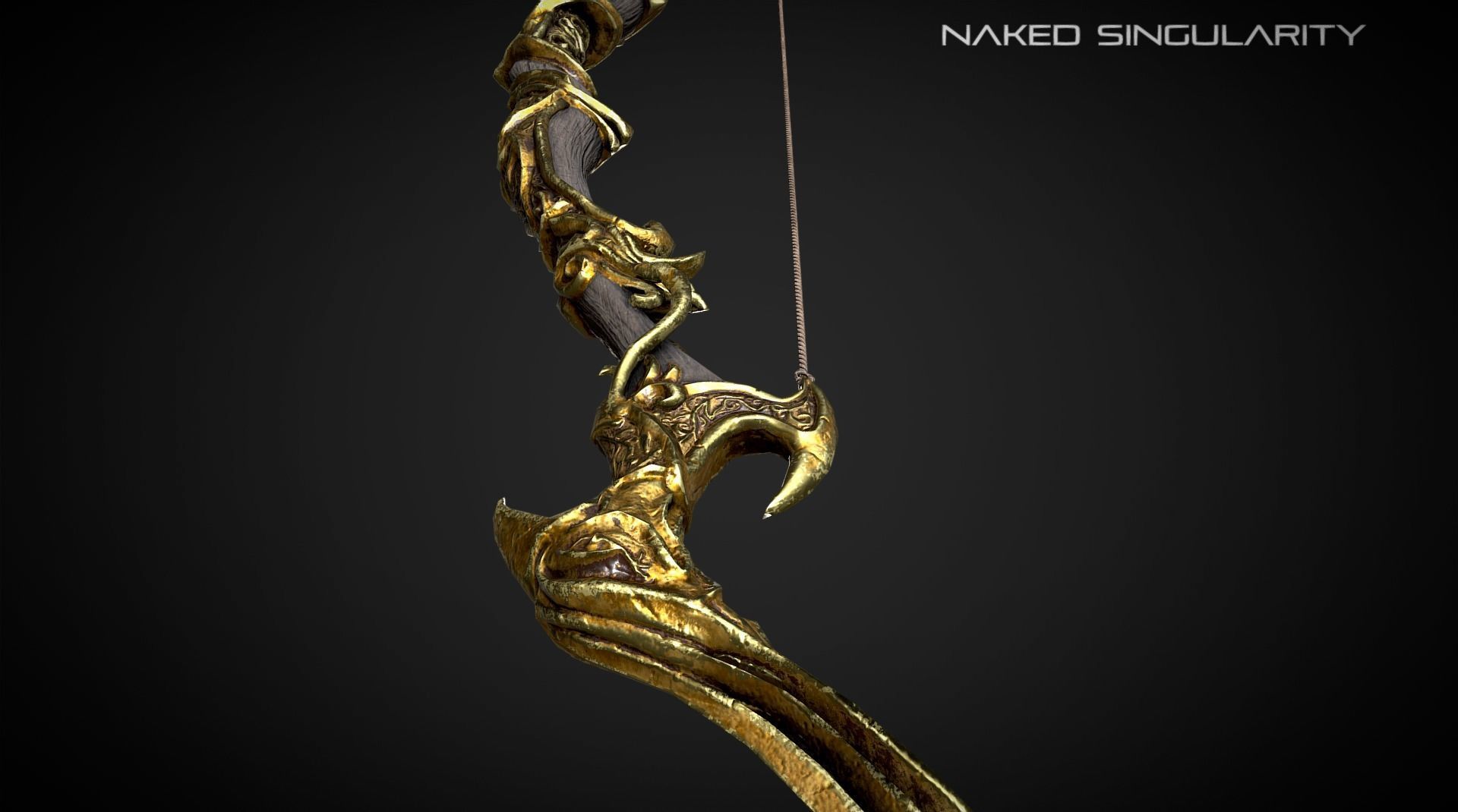 Golden Phoenix Bow Low-poly 3D model_3