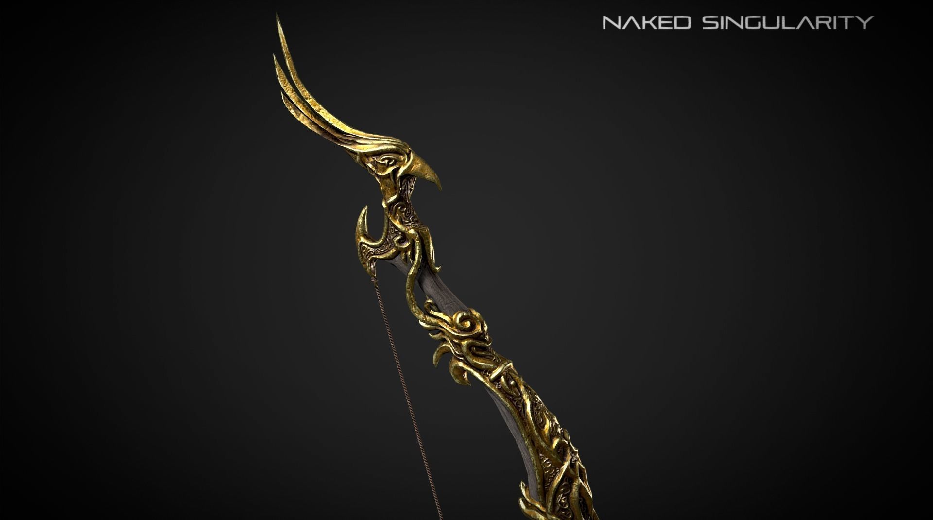 Golden Phoenix Bow Low-poly 3D model_4