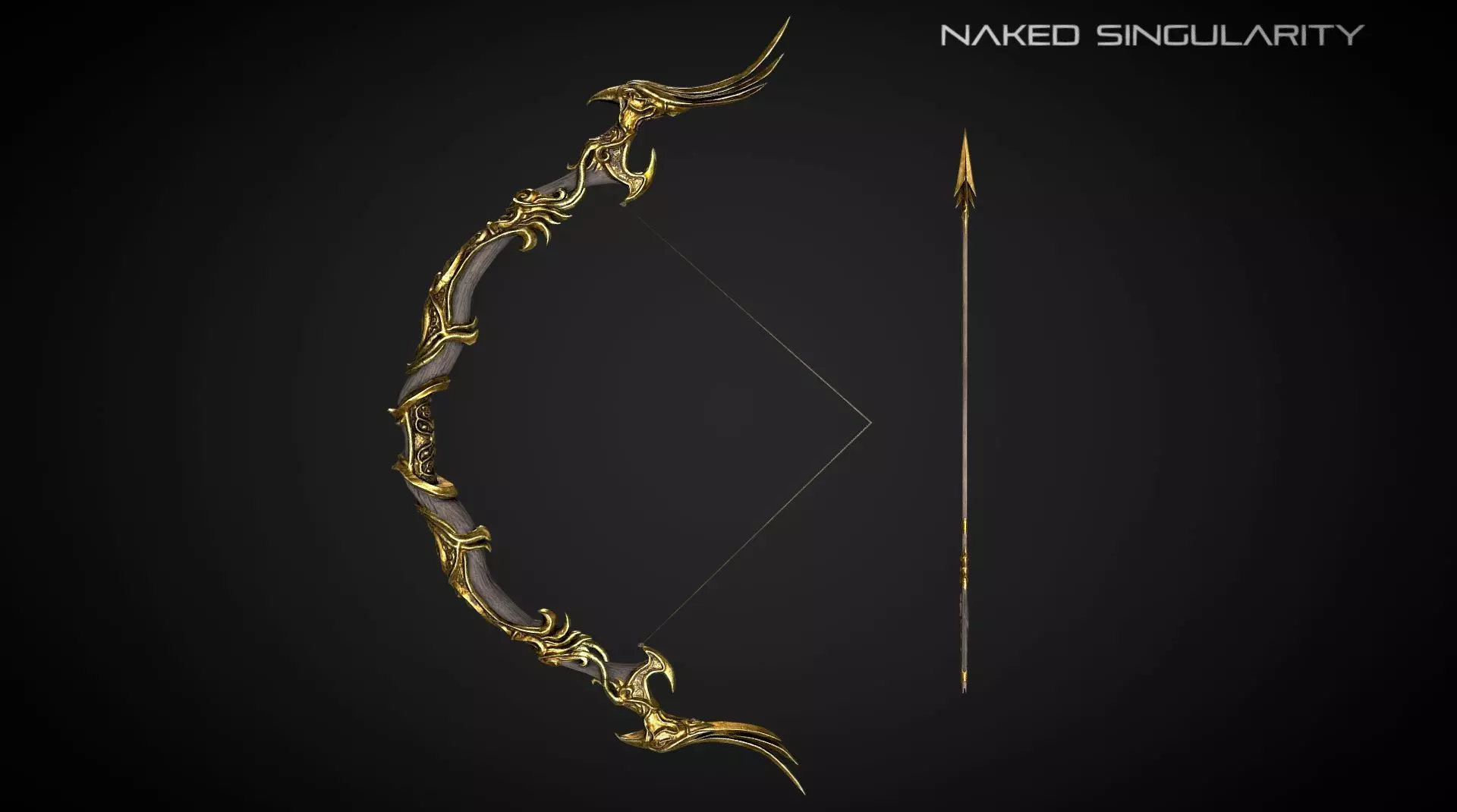 Golden Phoenix Bow Low-poly 3D model_0