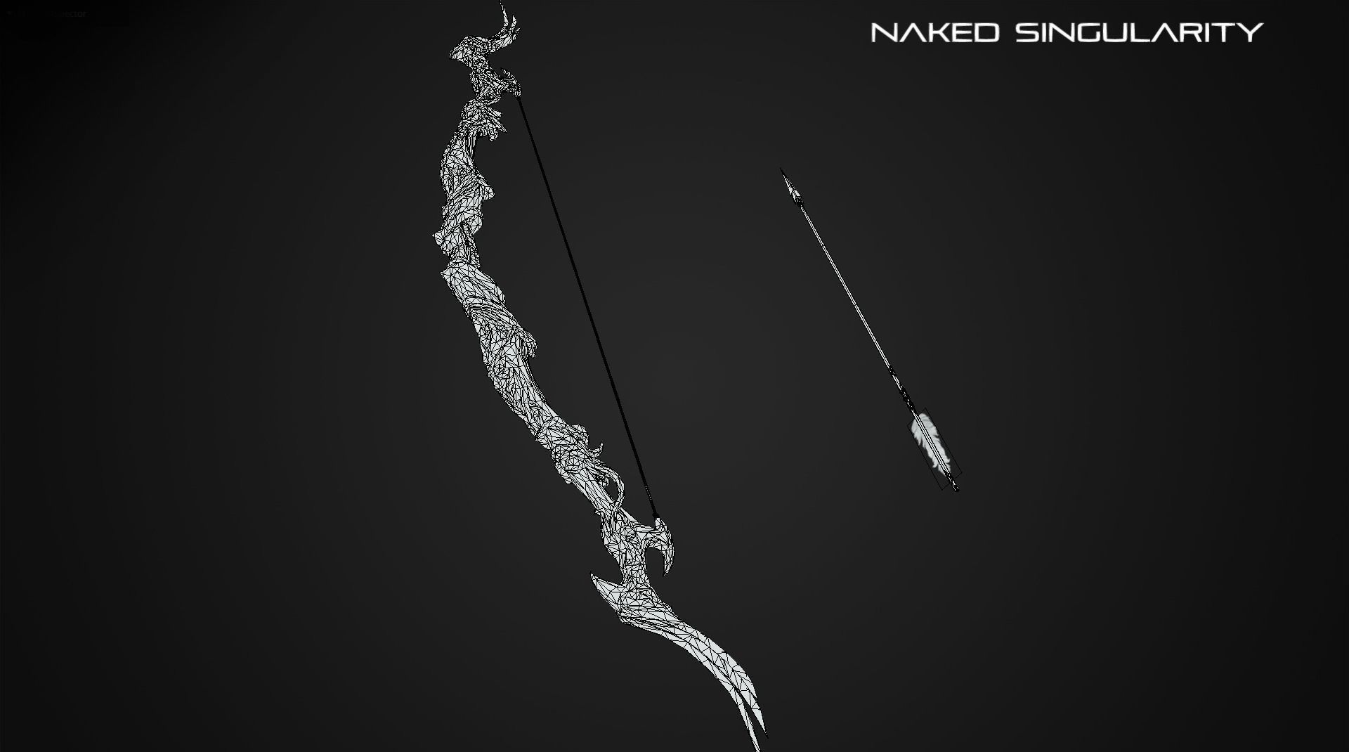 Golden Phoenix Bow Low-poly 3D model_10