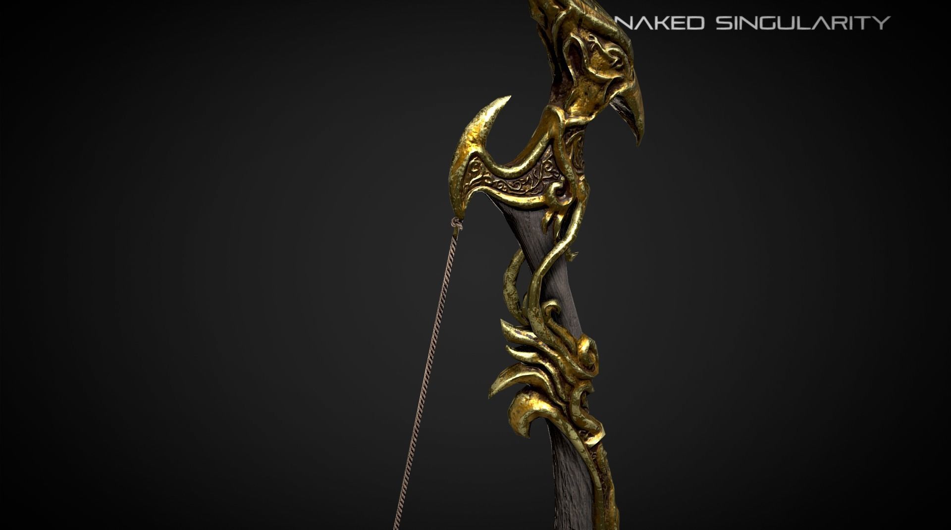 Golden Phoenix Bow Low-poly 3D model_5