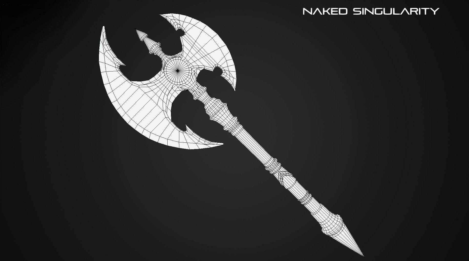 Golden double axe Low-poly 3D model_6