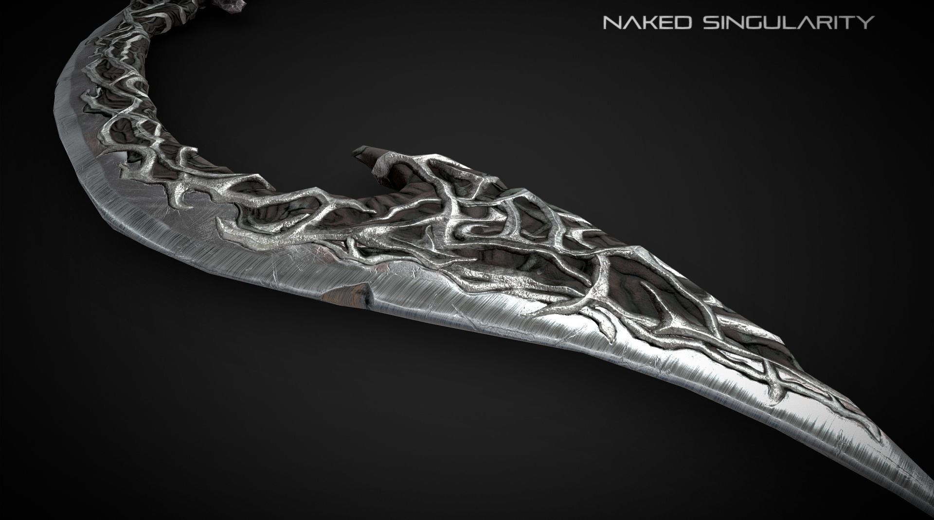 Curved dagger Low-poly 3D model_1