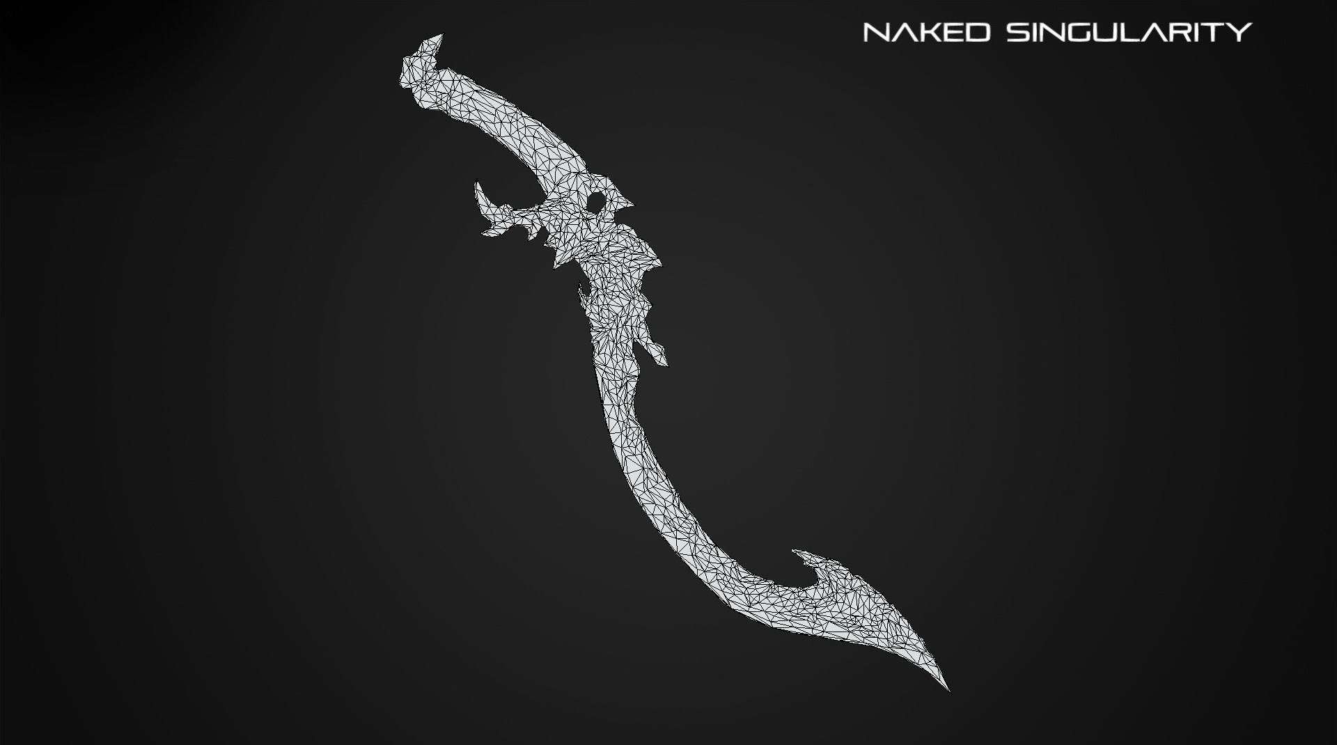 Curved dagger Low-poly 3D model_5