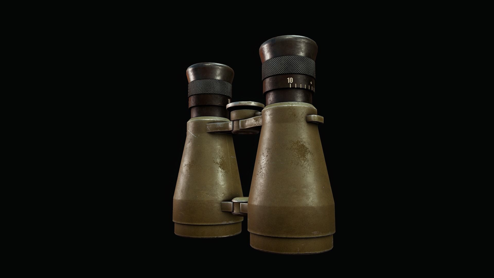 WWII Binoculars - Tutorial Included Low-poly 3D model_6