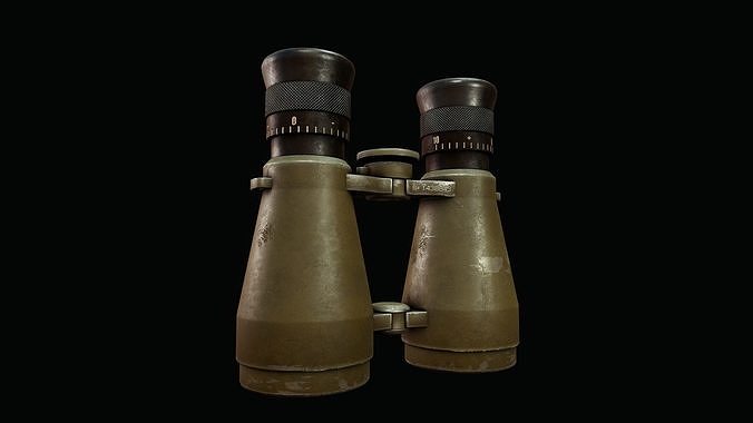 WWII Binoculars - Tutorial Included Low-poly 3D model