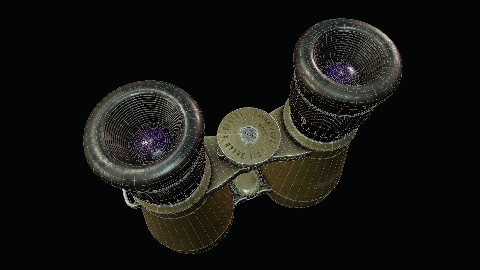 WWII Binoculars - Tutorial Included Low-poly 3D model_9