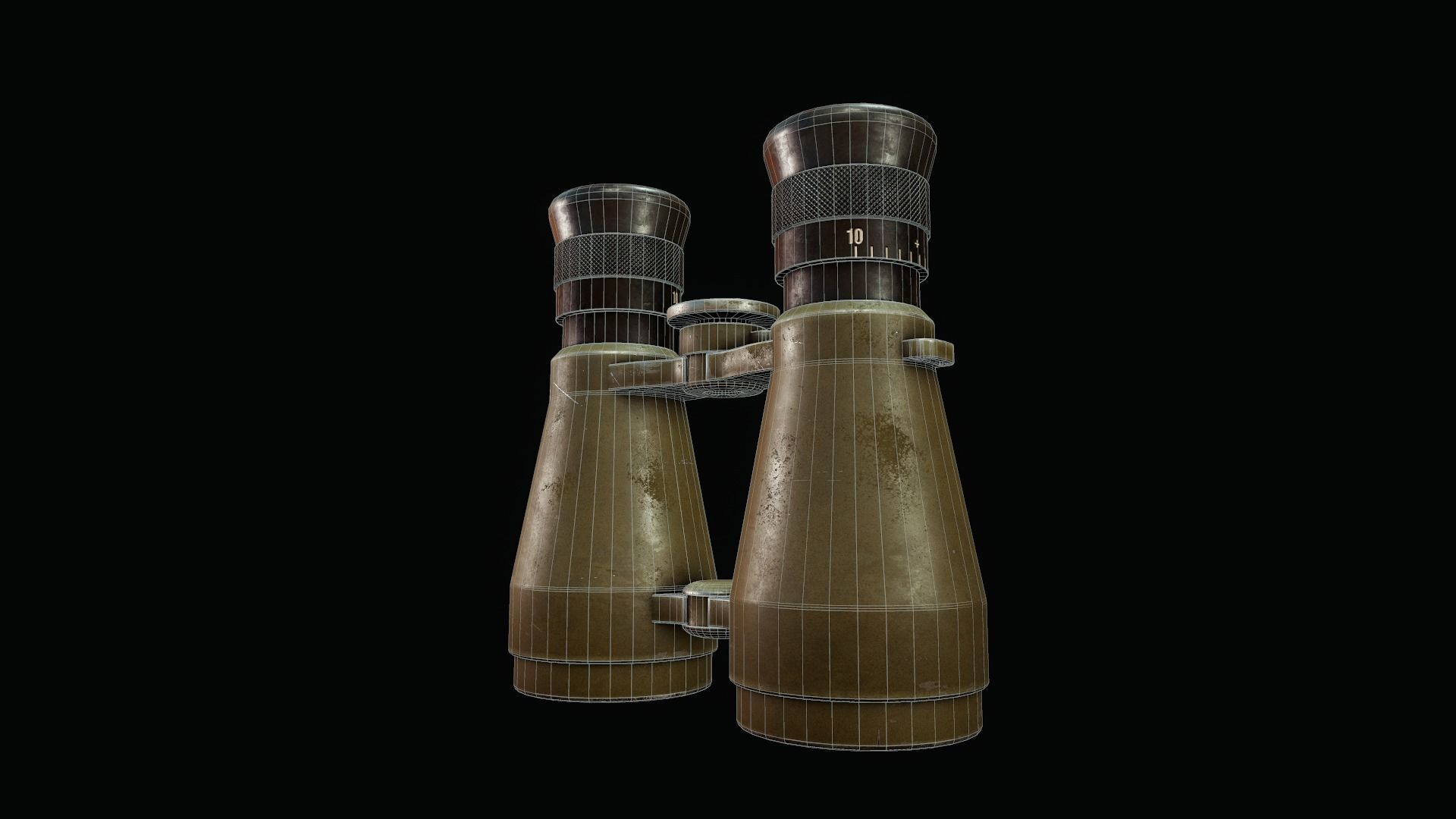 WWII Binoculars - Tutorial Included Low-poly 3D model_7