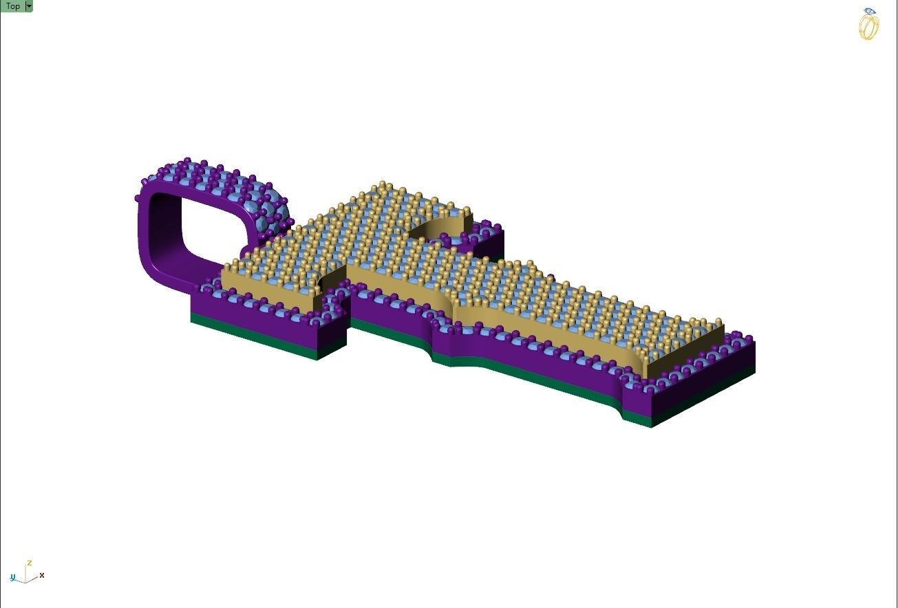 Custom Initial T Letter Diamond Pendant A to Z Alphabet Necklace 3D print model_8