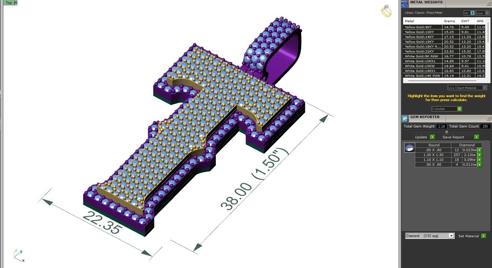 Custom Initial T Letter Diamond Pendant A to Z Alphabet Necklace 3D print model_6