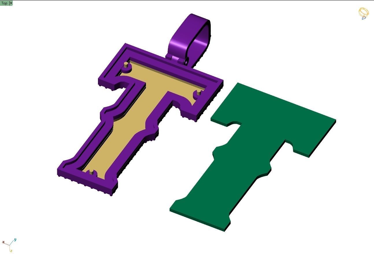 Custom Initial T Letter Diamond Pendant A to Z Alphabet Necklace 3D print model_10