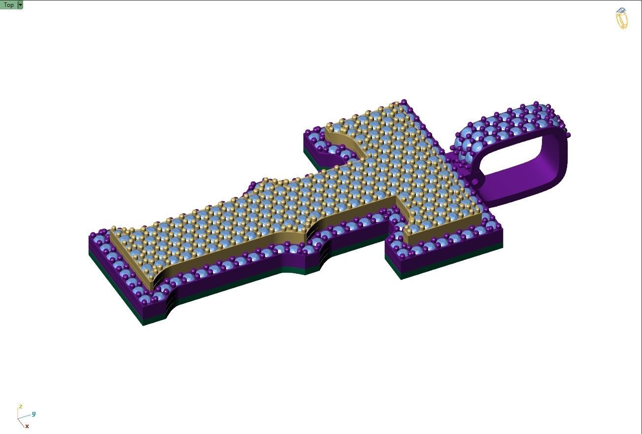 Custom Initial T Letter Diamond Pendant A to Z Alphabet Necklace 3D print model_4