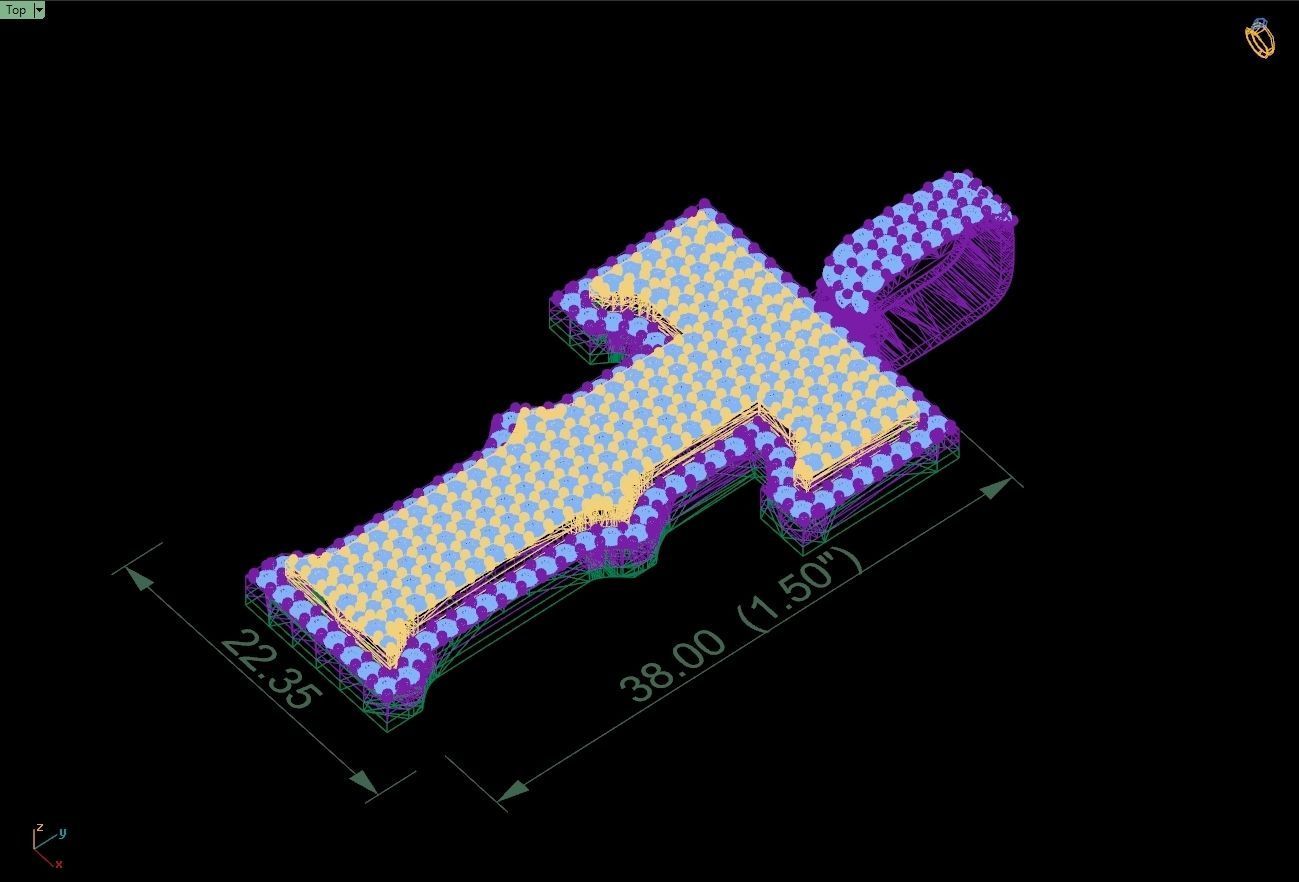 Custom Initial T Letter Diamond Pendant A to Z Alphabet Necklace 3D print model_12