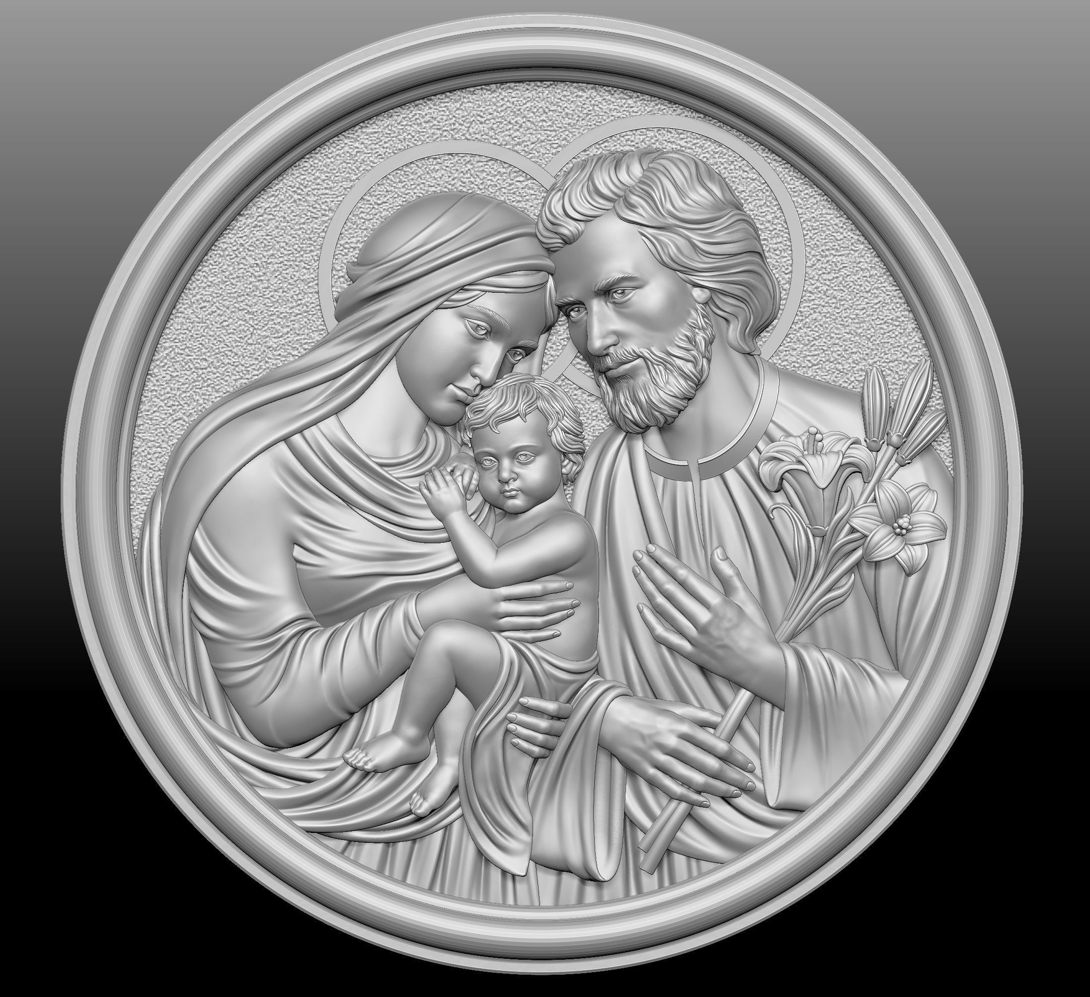 Holy Family Pendant 3 3D print model_1