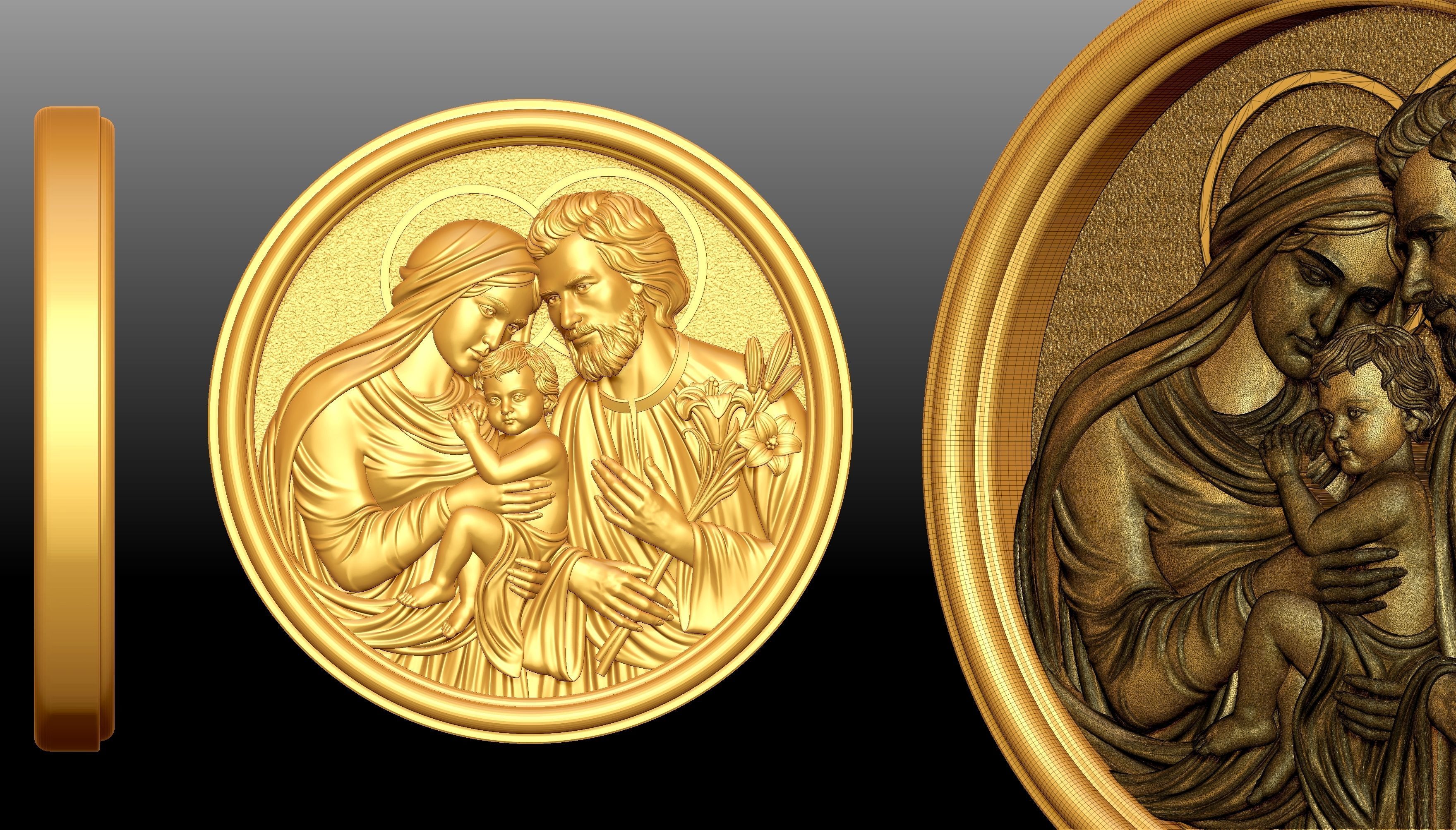 Holy Family Pendant 3 3D print model_3