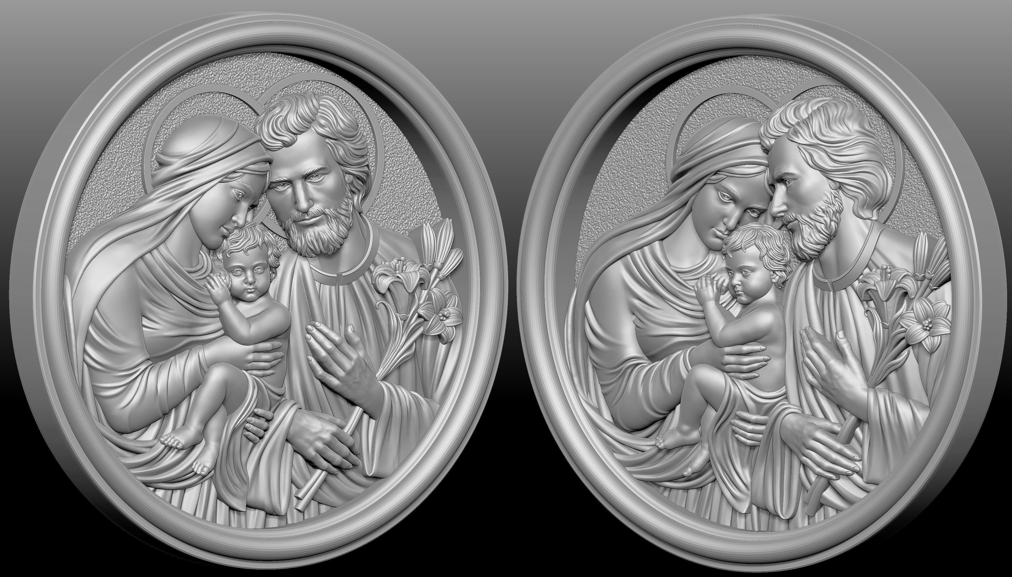 Holy Family Pendant 3 3D print model_2