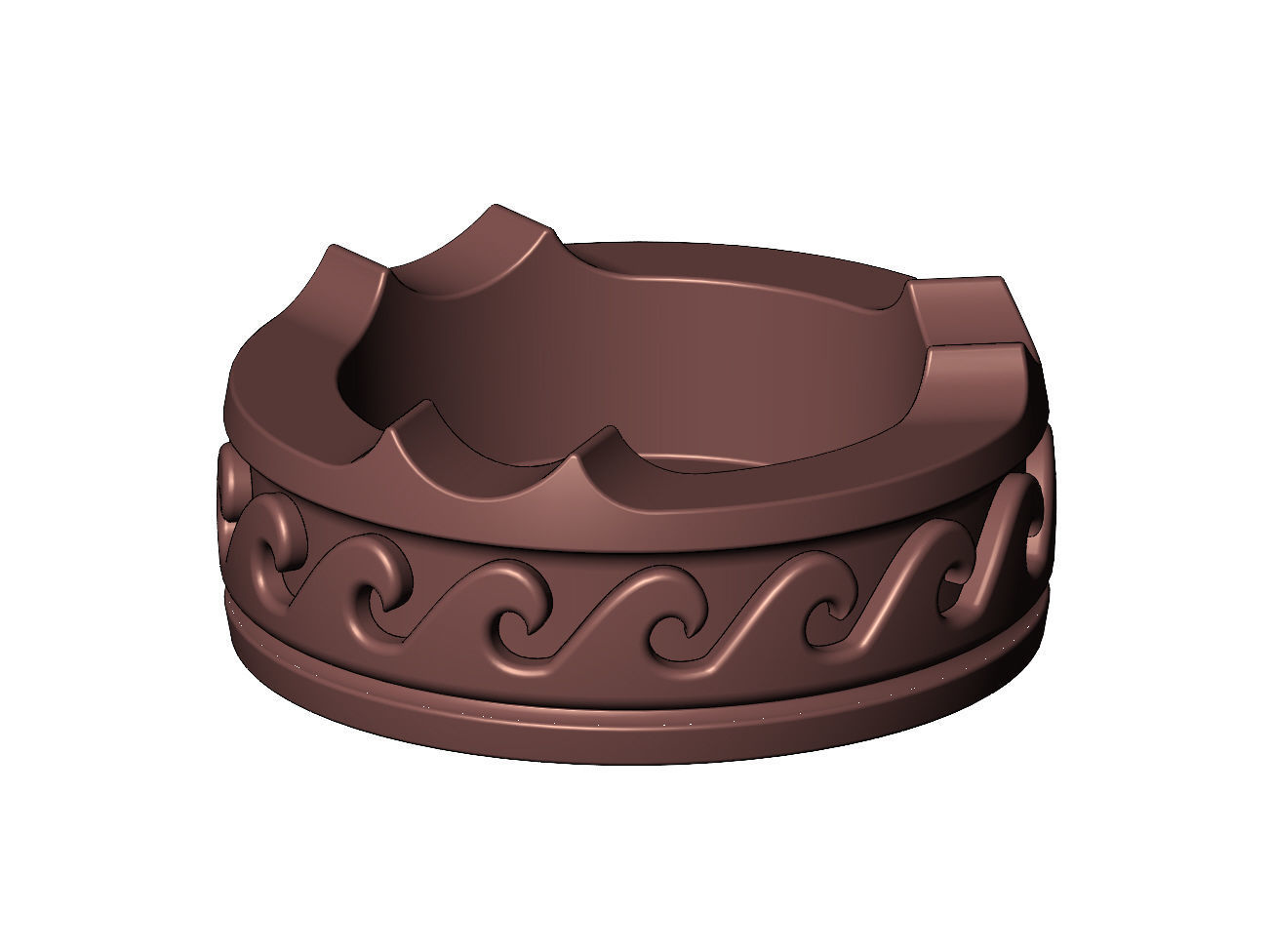 Greek wave pattern carved ashtray bowl  3D print model_5