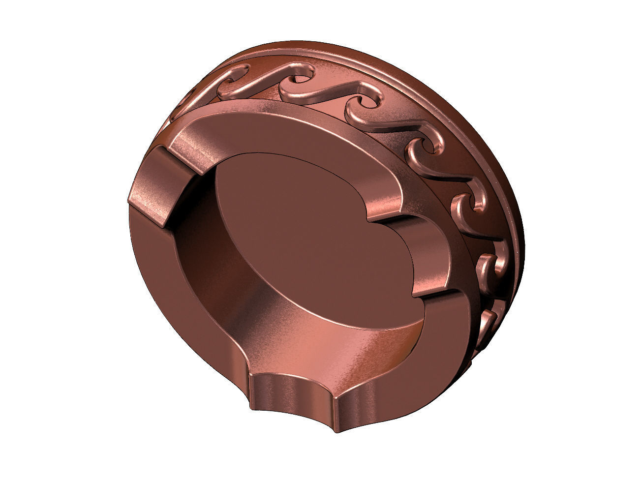 Greek wave pattern carved ashtray bowl  3D print model_3