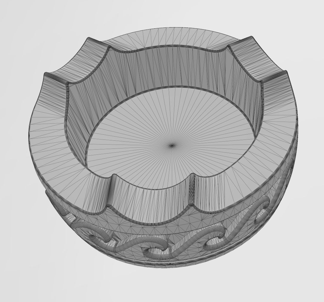 Greek wave pattern carved ashtray bowl  3D print model_13