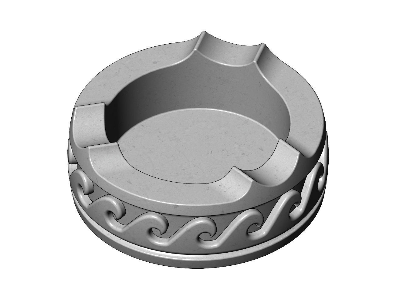 Greek wave pattern carved ashtray bowl  3D print model_11