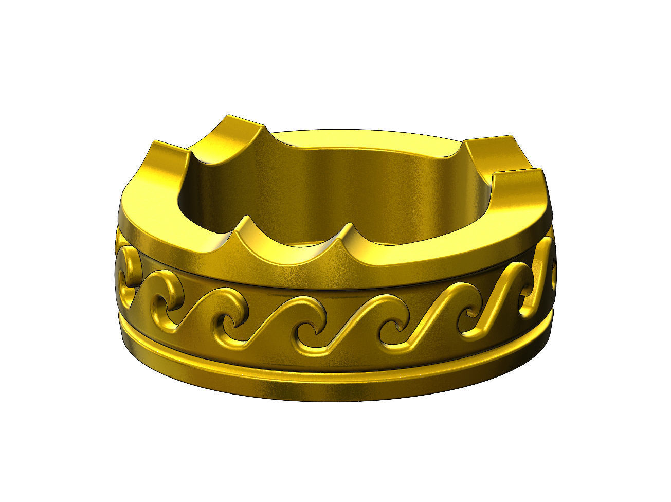 Greek wave pattern carved ashtray bowl  3D print model_9