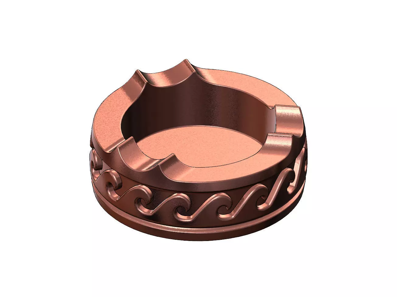 Greek wave pattern carved ashtray bowl  3D print model_0