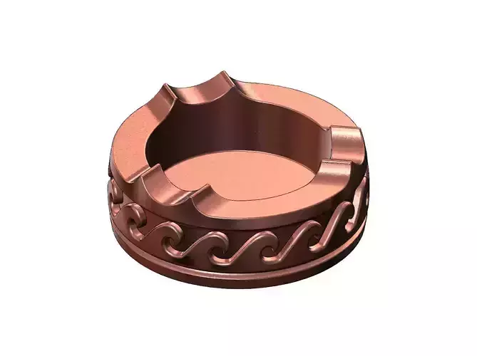 Greek wave pattern carved ashtray bowl  3D print model