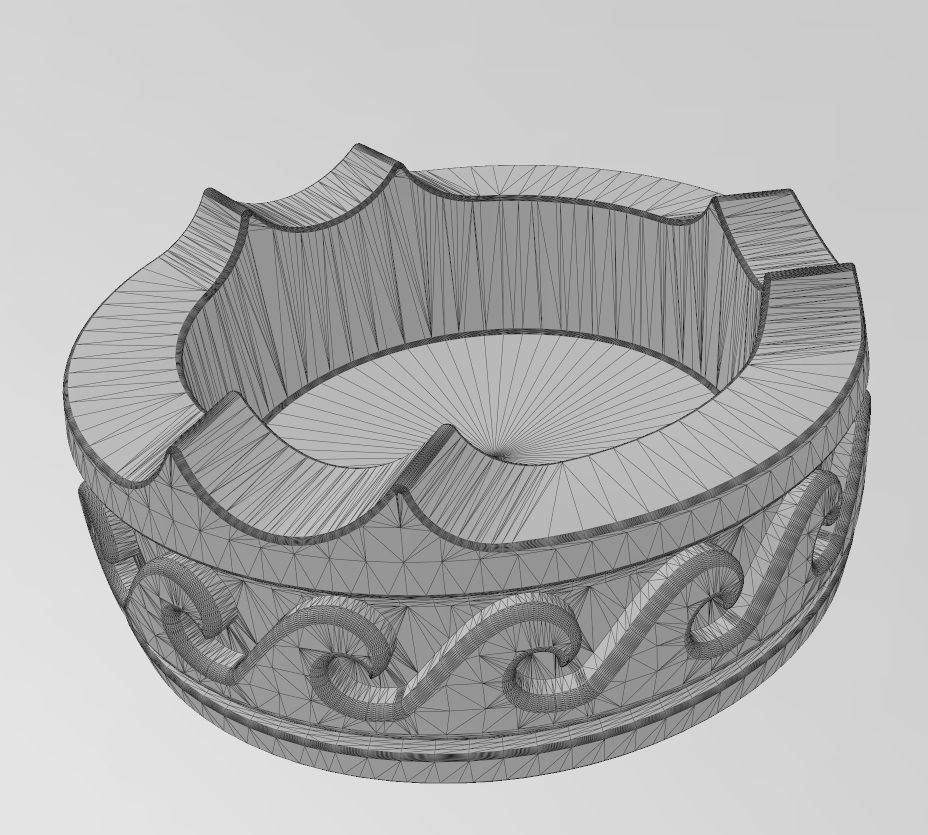 Greek wave pattern carved ashtray bowl  3D print model_14