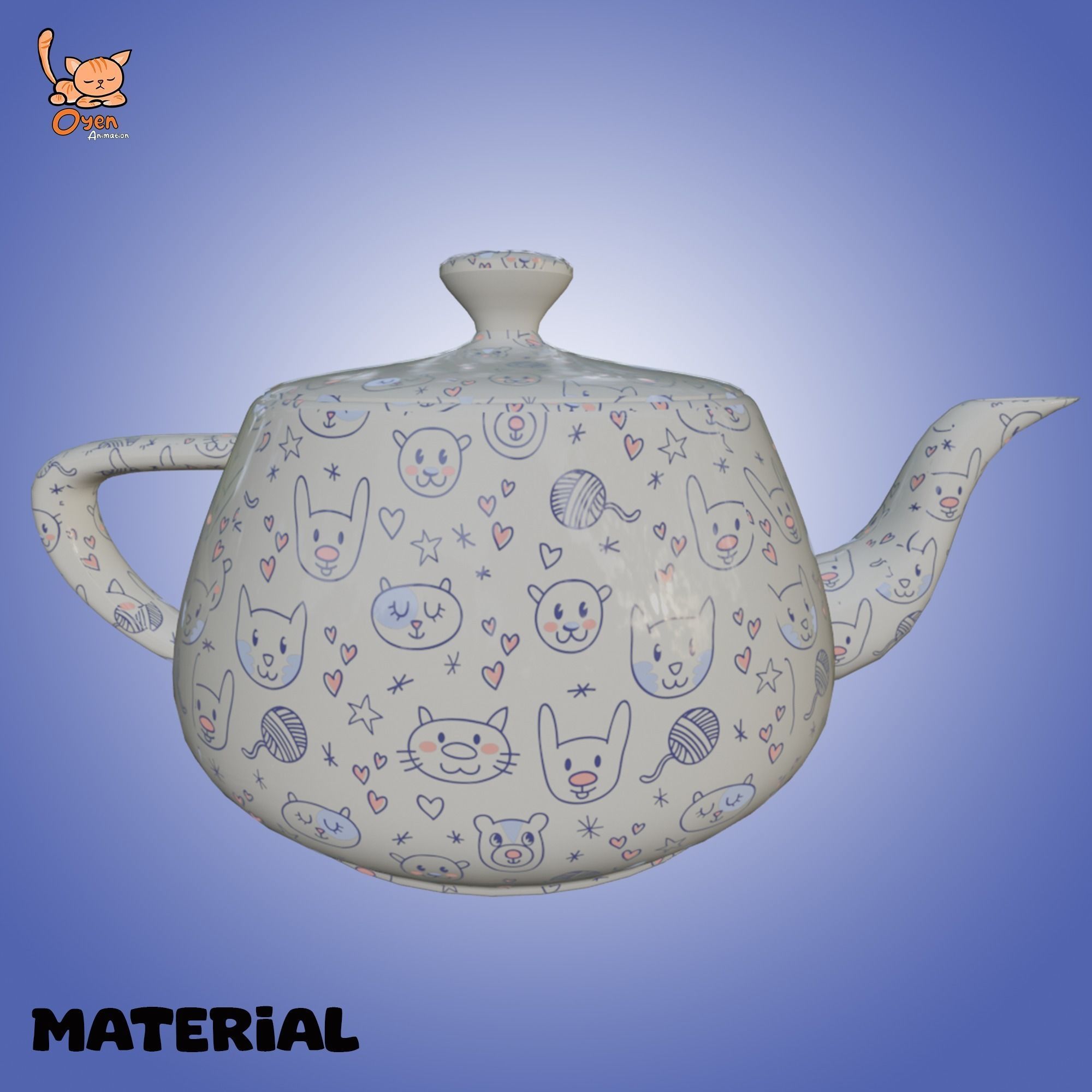 Cute Teapot 01 Low-poly 3D model_5