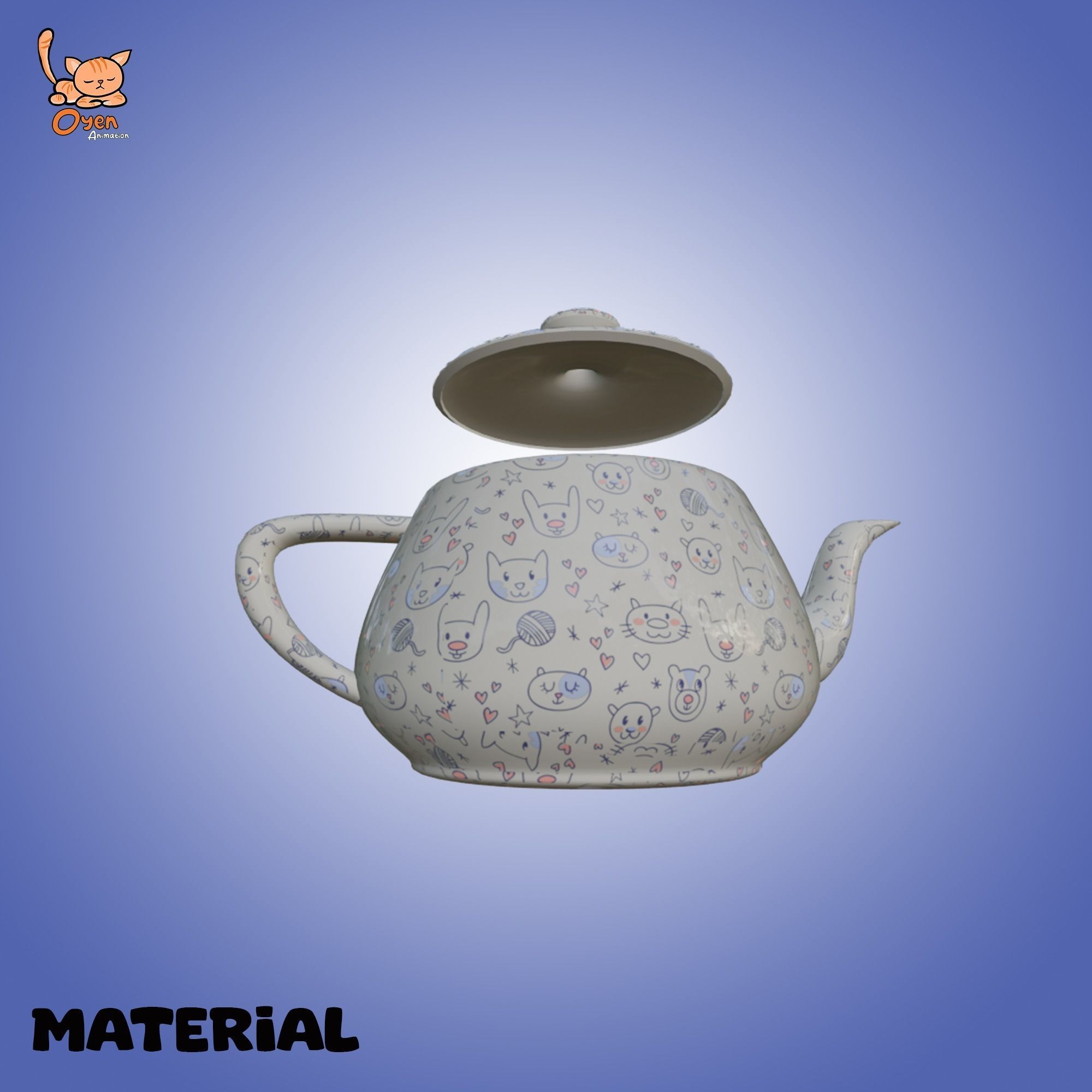 Cute Teapot 01 Low-poly 3D model_3
