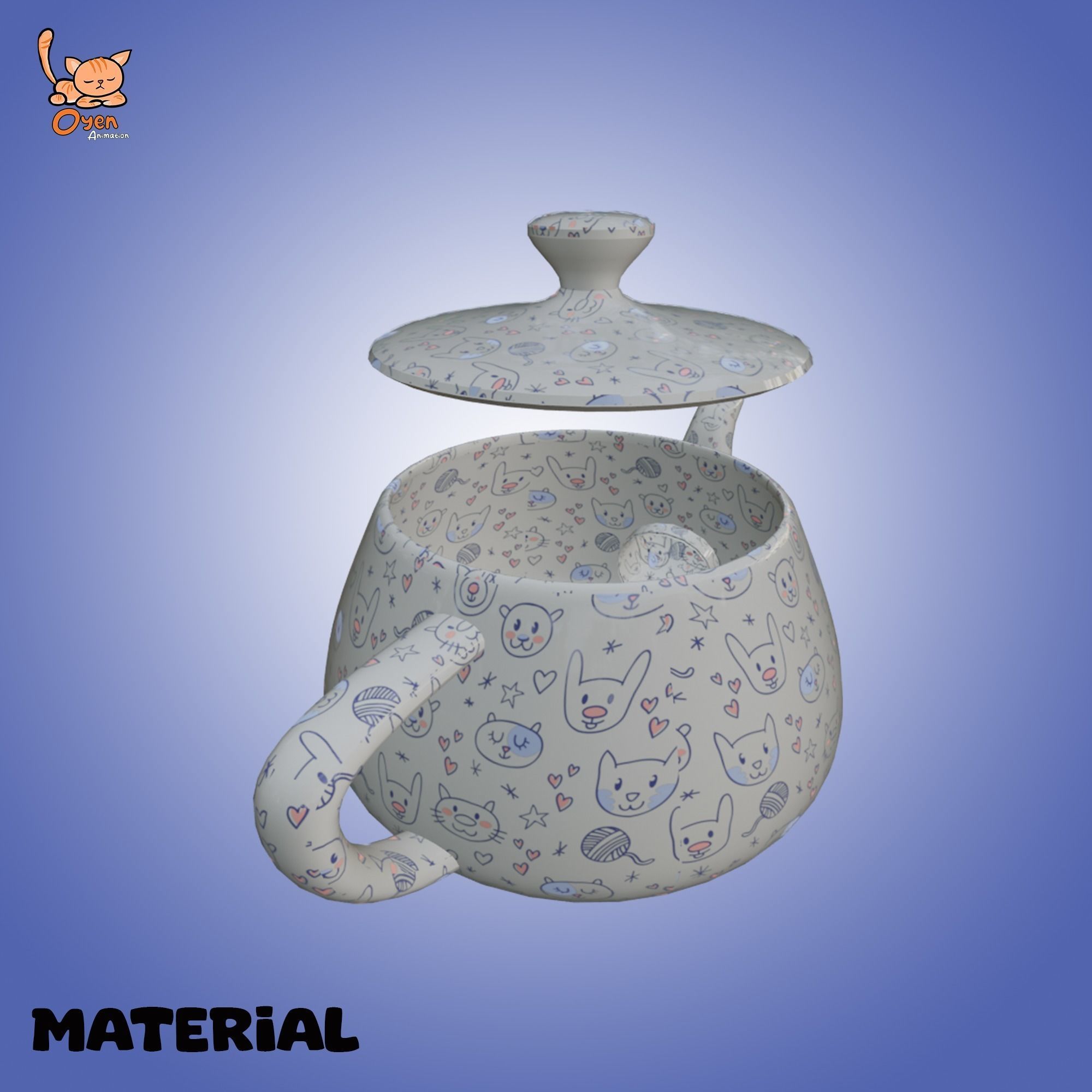Cute Teapot 01 Low-poly 3D model_2