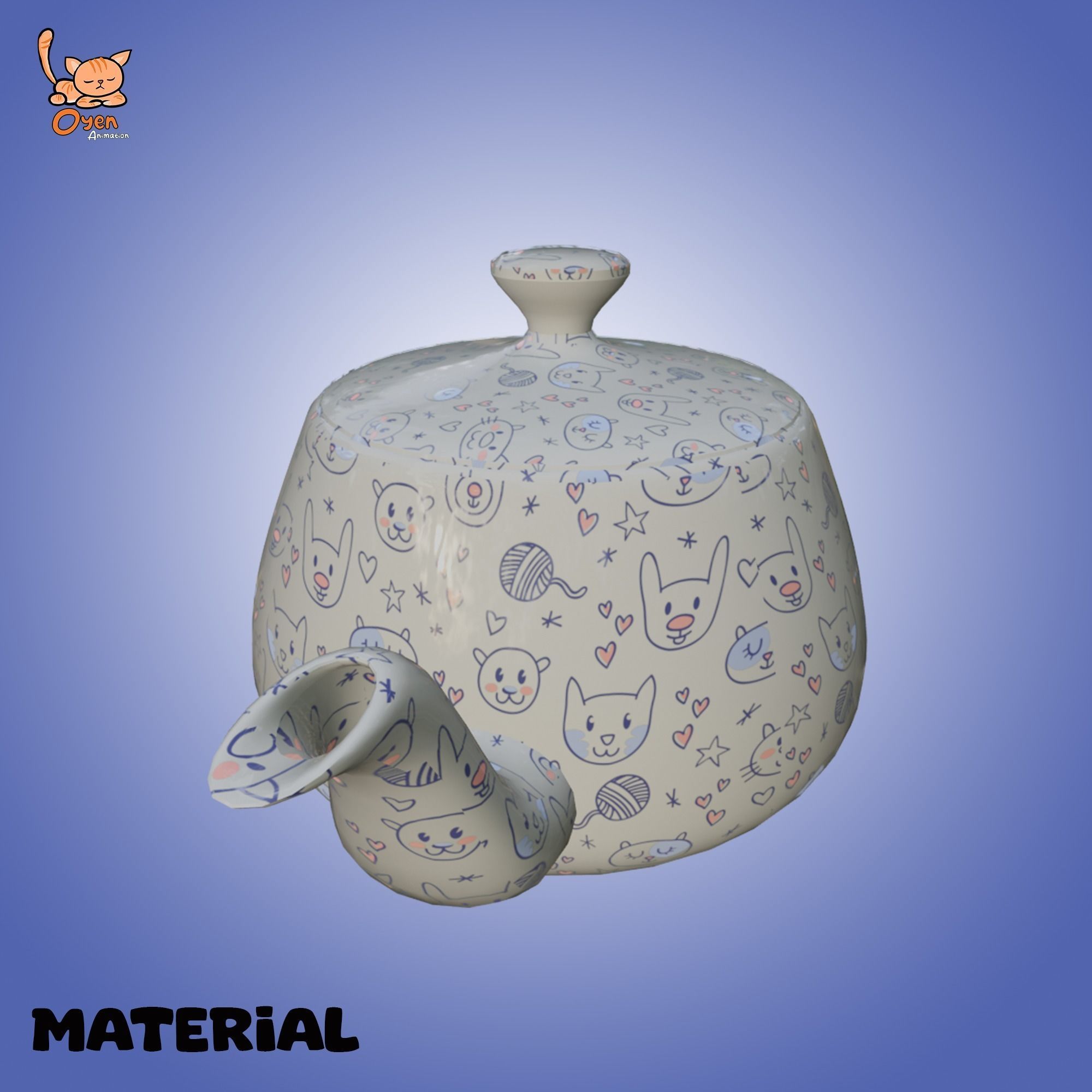 Cute Teapot 01 Low-poly 3D model_4
